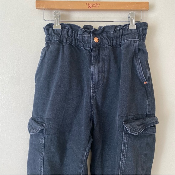 Zara Black Grey Paper bag Jeans - Picture 5 of 9